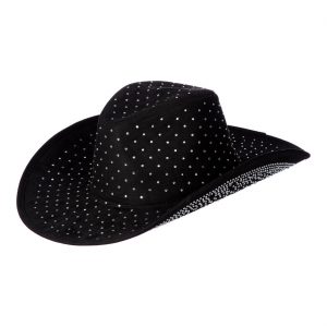 Cowgirl Cowboy / Festival Cowboyhut mit Strasssteinen Superdeluxe schwarz-silber