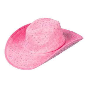 Cowgirl Cowboy / Festival Cowboyhut mit Strasssteinen Superdeluxe pink-silber