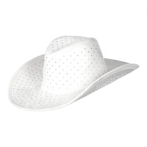 Cowgirl Cowboy / Festival Cowboyhut mit Strasssteinen Superdeluxe weiß-silber