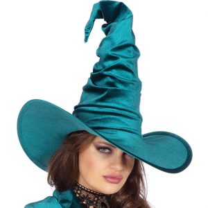 Hexen Zauberer Hexenhut aus Samt Superdeluxe passend zum Kleid dunkeltürkis