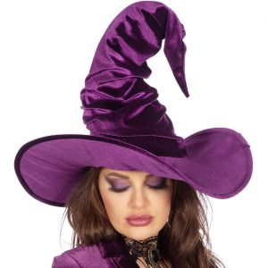 Hexen Zauberer Hexenhut aus Samt Superdeluxe passend zum Kleid lila