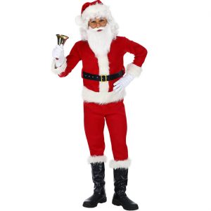 Weihnachtsmann Nikolaus Kinderkostüm Anzug Deluxe mit Plüsch und vielen Accessoires rot-weiß