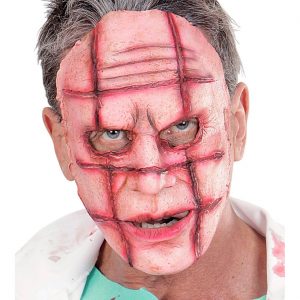 Serienkiller Psycho Latexmaske mit Gitter eingebrannt Narben haut-rot