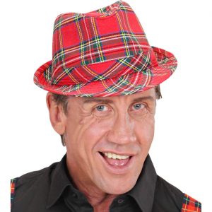 Show Trilbyhut schmale Krempe kariert rot-grün