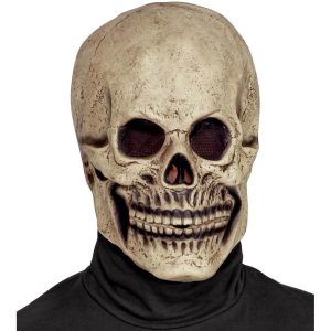 Schädel bleich Latexmaske Vollmaske mit Augennetzen beige-schwarz