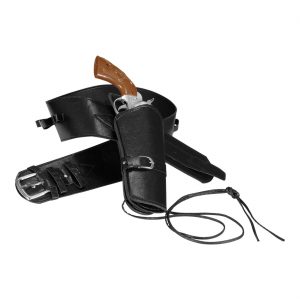 Western / Polizei Gürtelholster mit einer Tasche Lederoptik Deluxe schwarz