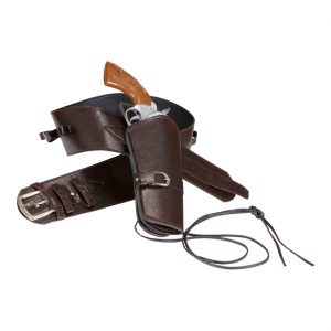 Western / Polizei Gürtelholster mit einer Tasche Lederoptik Deluxe braun