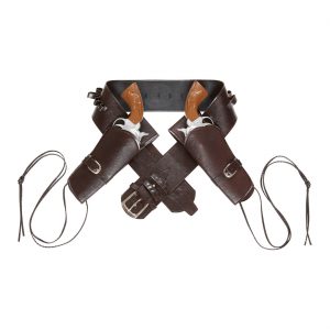 Western / Polizei Gürtelholster mit zwei Taschen Lederoptik Deluxe braun