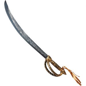 Piraten / Orientalen Krummschwert Krummsäbel mit doppeltem Griffbügel 70cm silber-gold