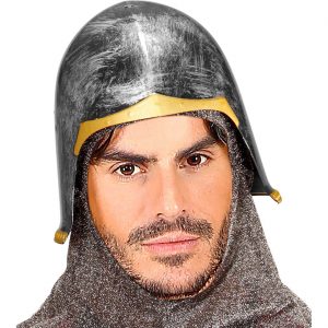 Ritter Helm aus Kunststoff Hartplastik mittelalterlicher Kriegerhelm silber-gold