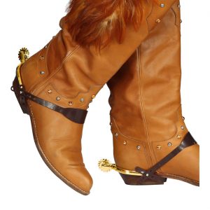 Cowgirl Cowboy Reitersporen Schuhüberzieher Deko aus Kunststoff gold-braun