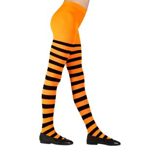 Kinderringelstrumpfhose Nylon gestreift Classic zweifarbig schwarz-orange