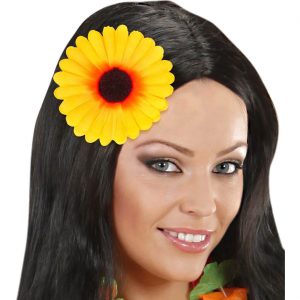 Blumen Sonnenblumen Haarclip mit Blume auch als Brosche oder Hutanstecker zu tragen gelb-braun