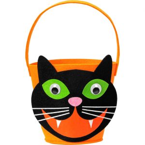 Katze Süßigkeiten Sammeleimer Korb aus Filz orange-schwarz