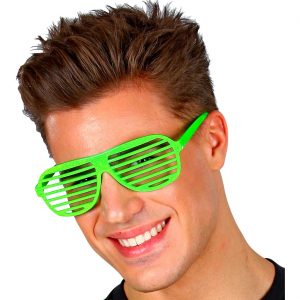 80er 90er Jahre Shadesbrille Atzenbrille mit Lamellen neongrün
