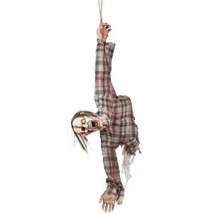 Zombie Deko Hängefigur halber Zombie Oberkörper 92cm grau-rot