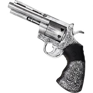 Western / Polizei Pistole Dekopistole aus Schaumlatex 25cm silber-schwarz