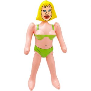 Lustige nackte Frau JGA Deko Figur aufblasbar in Unterwäsche Scherzartikel 90cm Traumfrau haut-grün