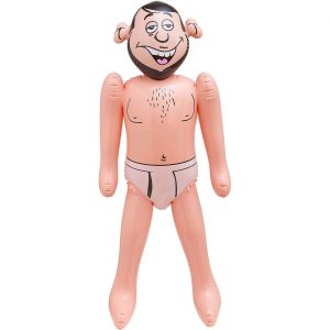 Lustiger nackter Mann JGA Deko Figur aufblasbar in Unterwäsche Scherzartikel 90cm Traummann haut-weiß