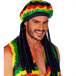 Jamaikaner Mütze mit Haaren Dreadlocks Rastazöpfen bunt