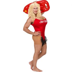 Sexy Lebensretterin Kostüm Overall Fatsuit Brasilianische Bademeisterin Brazilian Life + Guard haut-rot