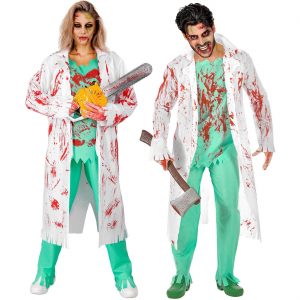 Zombie Arzt blutig Kostüm Anzug ZOMBIE CHIRURG blutverschmiert grün-rot