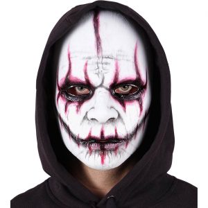 Superheld Böser Joker Gesichtsmaske aus Kunststoff EVIL JOKER weiß-rot