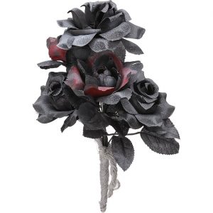 Geister Braut Deko Accessoire Artikel Brautstrauß mit Rosen schwarz-rot