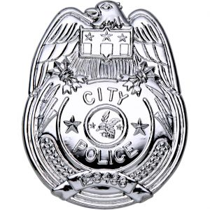 Polizei Brosche Abzeichen Polizeimarke City Police silber