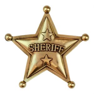 Cowgirl Cowboy Brosche Sheriffstern Westernsheriff Abzeichen authentische Messingoptik gold