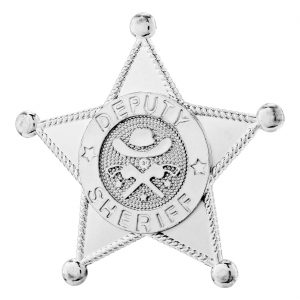 Cowgirl Cowboy Brosche Sheriffstern Westernsheriff Abzeichen Deputy Sheriff silber