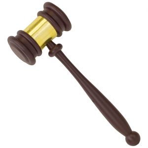 Richter / Auktionator Hammer aus Kunststoff in Holzoptik 26cm braun-gold