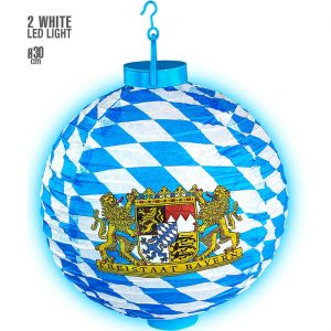 Bayern Fan Dekolaterne Lampion mit LED 30cm Durchmesser blau-weiß