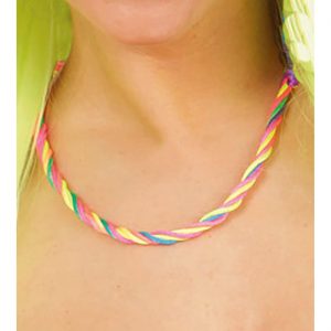 80er 90er Jahre Halsband Regenbogen Neonschnur Rave neonbunt
