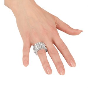 Punk Rocker Nietenring mit Stachelnieten rundum Spitzen silber