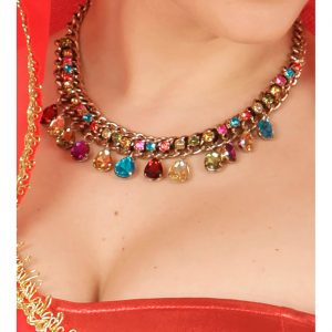Oriental Gipsy / Piraten Halskette Collier elegant mit kleinen Steinen gold-bunt