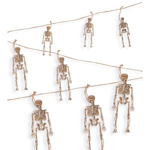 Skelette bleich Dekogirlande 8 Skelette an 11m langer Schnur beige