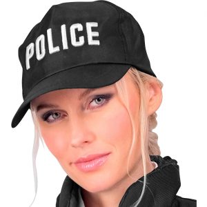 Polizei Schildmütze Basecap verstellbar bestickt POLICE schwarz-weiß