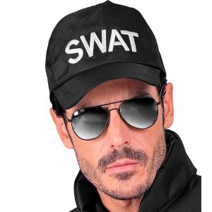 SWAT Schildmütze Basecap verstellbar bestickt S.W.A.T. schwarz-weiß