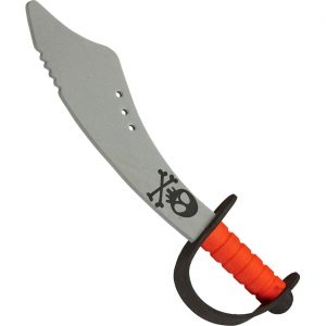 Piraten Krummschwert Krummsäbel aus EVA-Material 42cm mit Schädel grau-rot