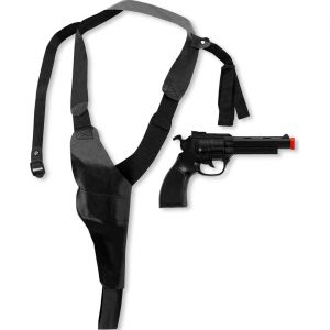 Polizei FBI SWAT Schulterholster mit einer Tasche Textil- und Lederoptik schwarz