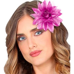 Hawaii / Blumen Haarclip mit Blume tropische Textilblume mit Glitzer pink