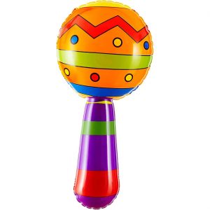 Südamerikanisches Instrument Deko aufblasbar Maracas Rumbarasseln mit Glöckchen bunt