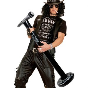 Mikrofon Instrument Deko aufblasbar Standmikro Super Star 116cm schwarz-silber