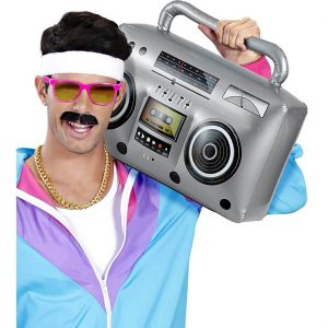 Transistorradio Instrument Deko aufblasbar 50x30cm silber