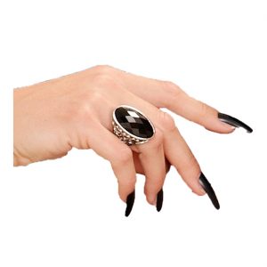 Edelleute Vintage / Gothic Ring mit Stein ovale Form silber-schwarz