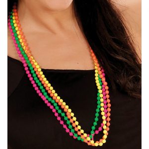 80er Jahre Perlenketten Set in neongrün neonorange neongelb neonpink neonbunt