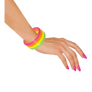 80er Jahre Armreifen Set in neongrün neonorange neongelb neonpink neonbunt