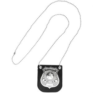 Polizei Brosche Abzeichen an Kette Polizeimarke Special Police auch als Halskette silber-schwarz