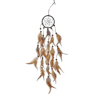 Hippie / Indianer Traumfänger Deko mit vielen Federn auch als Accessoire oder Halskette braun